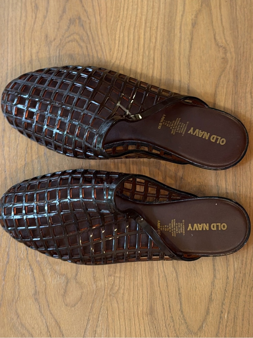 Woven JELLY FLAT OLD NAVY Leather Slip-On Mules in Brown - Picture 5 of 7